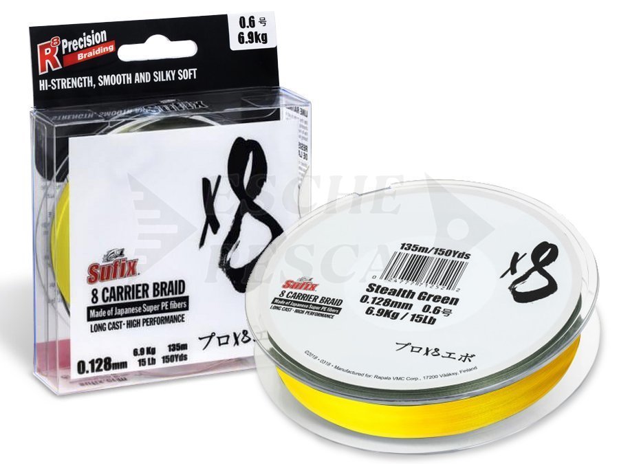 Sufix Braided lines X8 Braid Hot Yellow - Fili Trecciati Spinning, Casting  - Negozio di pesca ESCHE-PESCA