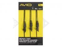 Avid Carp Ready Tied Pin Down Leader- Ringed Lead Clip 75cm 50lb 22.7kg 3pcs