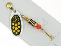 Cucchiaino rotante Mepps Black Fury Silver / Yellow Dots - #3 | 6.50g