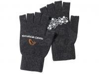 Guanti Savage Gear Knitted Half Finger Glove Dark Grey Melange - L