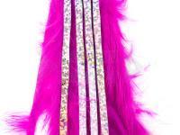 Hareline Bling Rabbit Strips - Hot Pink with Holo Silver Accent