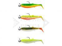 Esche Siliconiche Savage Gear Cannibal Shad Mix 8cm 5G+7.5G #2/0 | 4+4PCS - Dark Water Mix: Fire Cracker, Lemon Cracker, Olive Hot Orange, Fluo Yellow Glow