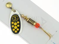 Cucchiaino rotante Mepps Black Fury Silver / Yellow Dots - #3 | 6.50g