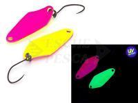 Cucchiaino ondulante trota Nories Masukuroto Rooney 1.8g - #002 (Fluo-Yellow / Pink)