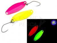 Cucchiaino ondulante trota Nories Masukuroto 2.9g - #002 (Fluo-Yellow / Pink) UV